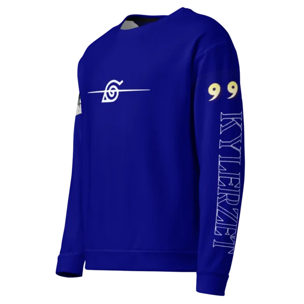 KYLERZET Navy Blue Sasuke Uchiha Print Organic Cotton Sweatshirt