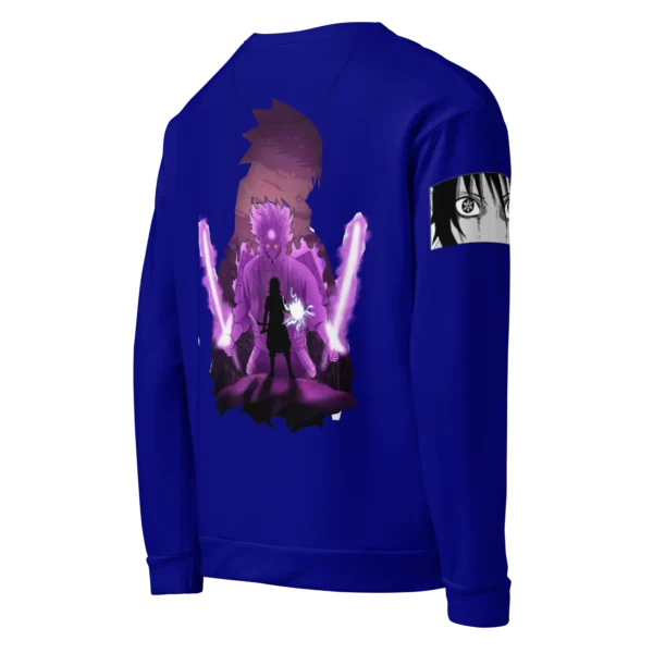 KYLERZET Navy Blue Sasuke Uchiha Print Organic Cotton Sweatshirt