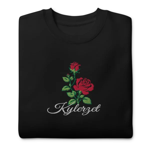 KYLERZET Rose Flower Embroidery Sweatshirt