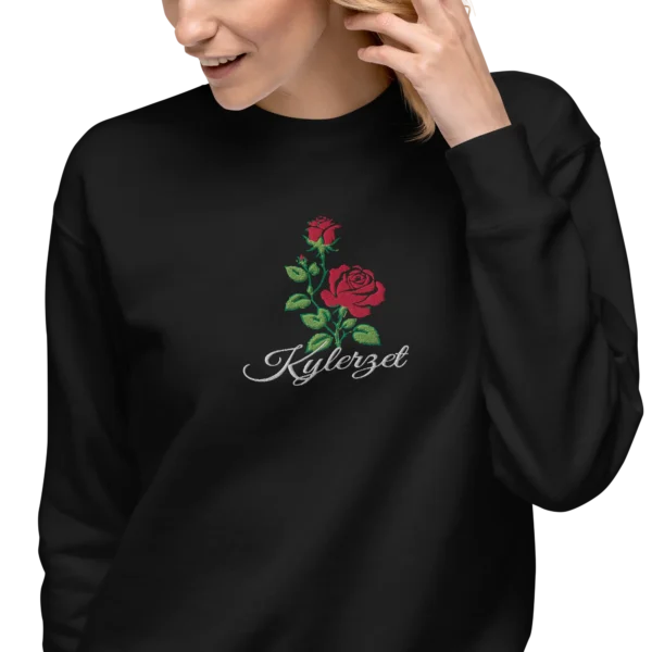 KYLERZET Rose Flower Embroidery Sweatshirt