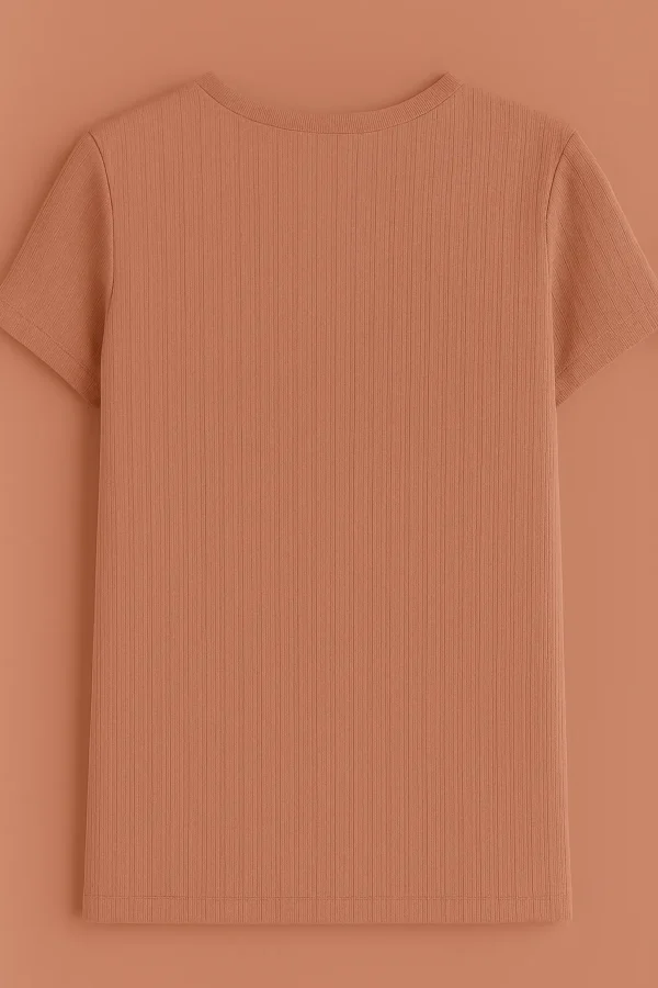 Micro Crap Cotton Blend Fabric Round Neck Rose Gold Color T-shirt