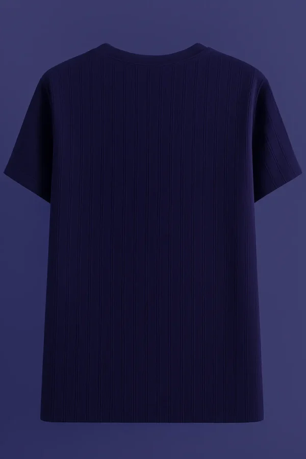 Micro Crap Cotton Blend Fabric Round Neck Navy Blue Color T-shirt