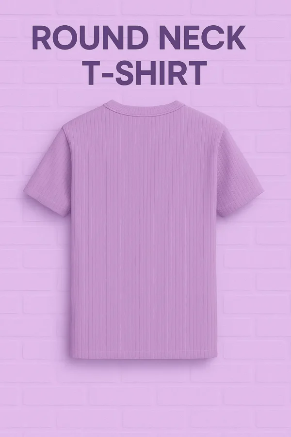 Micro Crap Cotton Blend Fabric Round Neck Lavender Color T-shirt