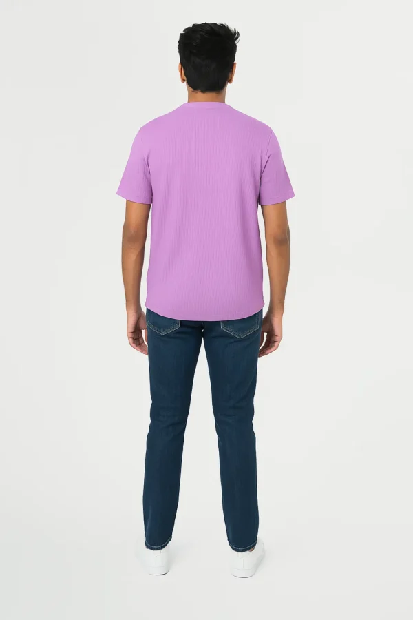 Micro Crap Cotton Blend Fabric Round Neck Lavender Color T-shirt