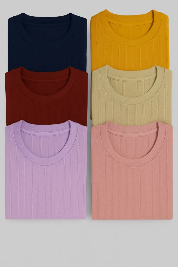 Micro Crap Cotton Blend Fabric Round Neck T-shirt Pack Of 6