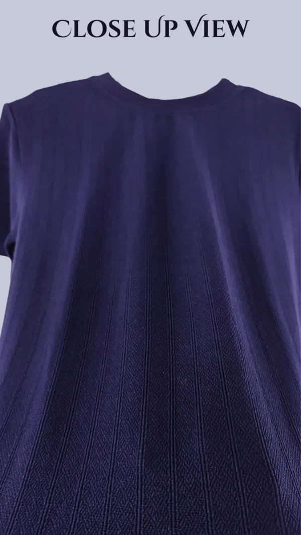 Micro Crap Cotton Blend Fabric Round Neck Navy Blue Color T-shirt