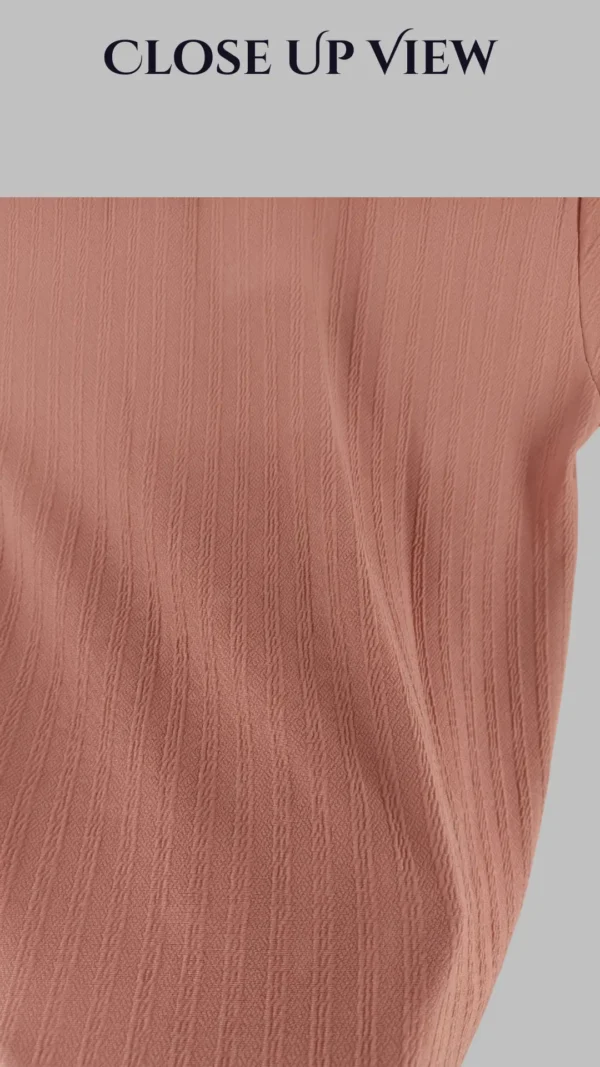 Micro Crap Cotton Blend Fabric Round Neck Rose Gold Color T-shirt